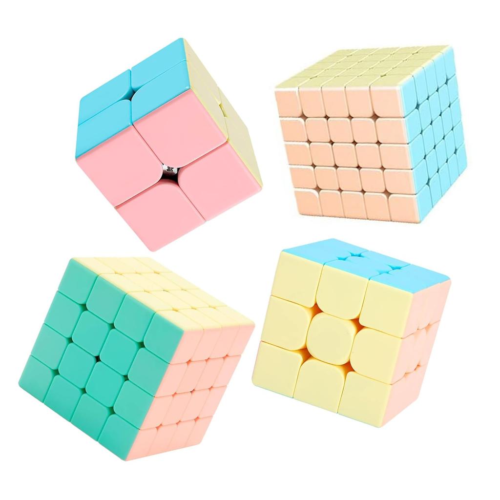 Macaron Magic Cube Magic 2x2 3x3 4x4 5x5 3D Puzzle Magic Cube Set Brain Training Educational Toy Macaron Style of Competition-only (Set 4)