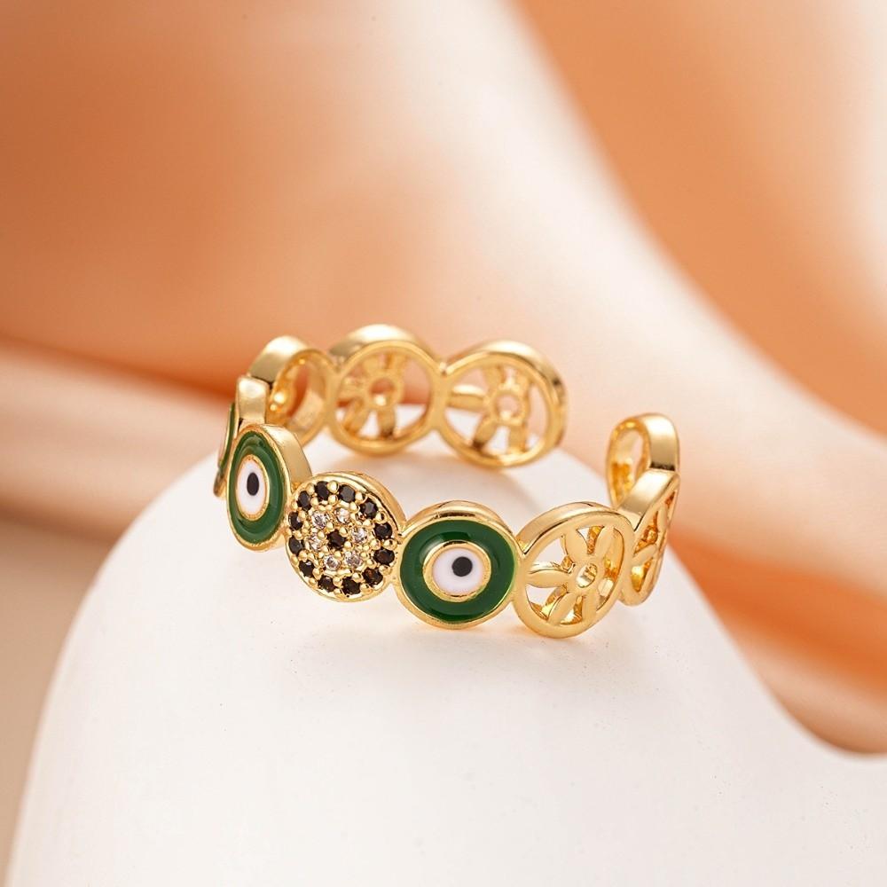 Zinc Zinc Alloy Copper Glaze Luxury Ring Pleated Devil's Eye Opening Finger Ring  Party Favors