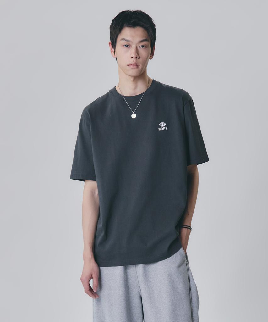 NOT ONLY FOR TODAY Noft Numberball Embroidered Short Sleeve T-Shirt [Dark Gray]