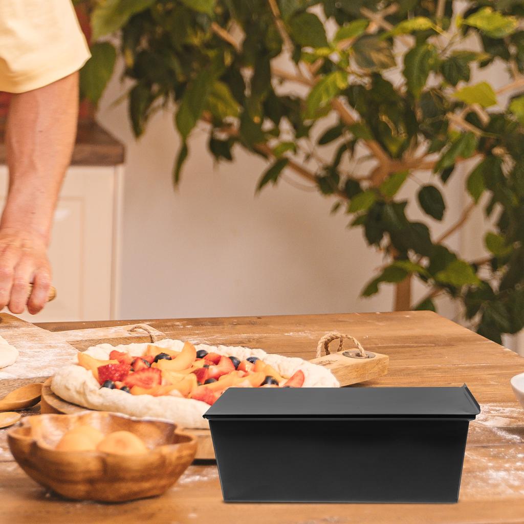 Bread Toast Box Gummy Molds Iron Baking Mould Dough Pan with Lid Black Cheesecake