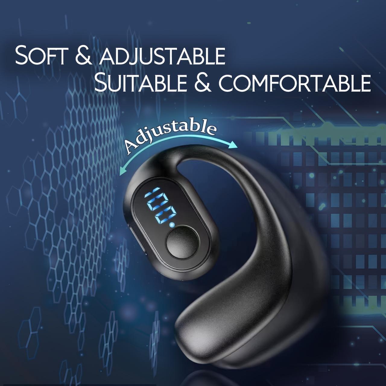 

New 1Pc Bluetooth Earbuds for Business Soft Adjustable Comfort, HD Calls with Digital Display Charging Case, Semi-Open Design for Mobile Phones чорний
