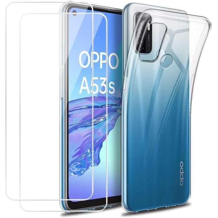 Coque et Verres Trempés - PHONILLICO - Oppo A53 / A53S - Silicone Souple - Transparent - Résistant aux Rayures