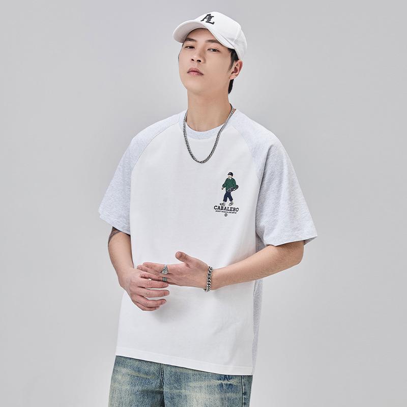 Updated Summer Printed Short-sleeved T-shirt for Mens Comfortable Fit Round Neck Half-sleeved Heavy Cotton T-shirt