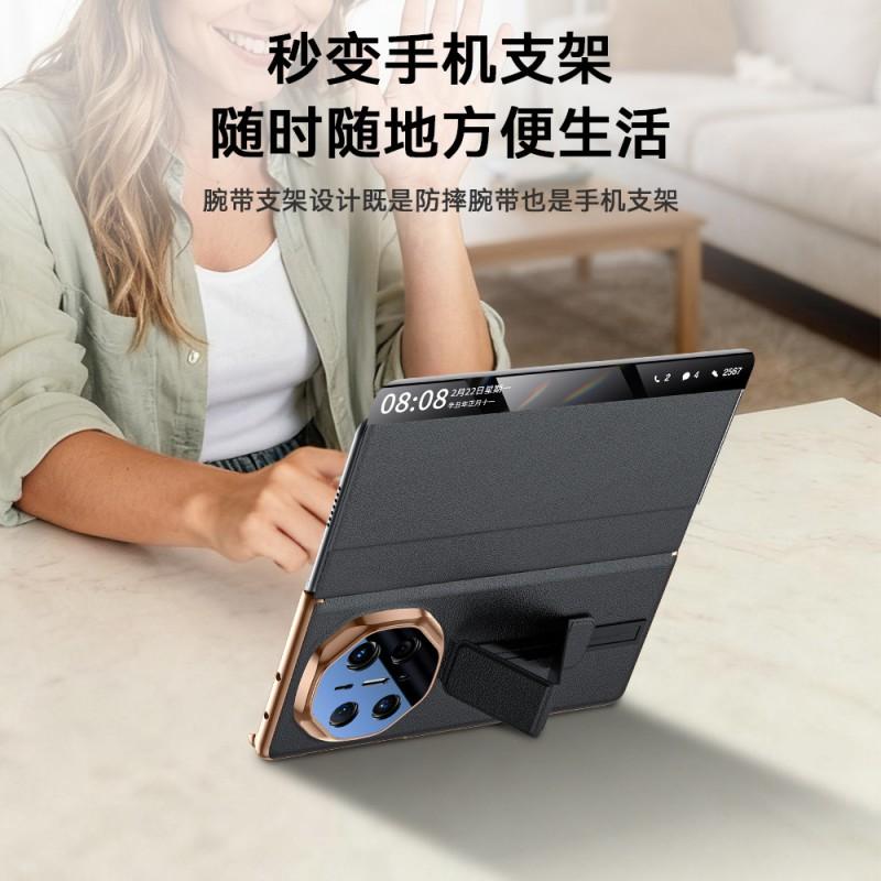 Premium Leather Smart View Case With Dual Hinge Strap Mate X5 X6 Foldable Phone Shockproof Heat Dissipation