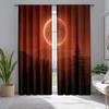 2pcs Abstract Moon and Forest Curtains with Full Moon and Colorful Landscape, Polyester