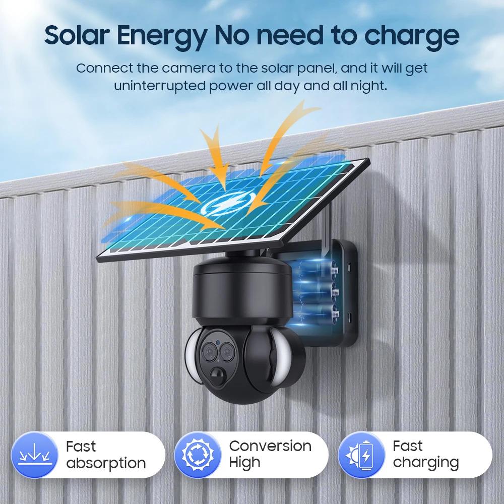 4K Solar Charge 8MP HD IP Camera 4G PTZ Dual Lens 12X Zoom Outdoor Waterproof Security CCTV Cam WIFI Surveillance Camera