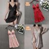 Womens Sexy Lace Deep V Nightdress With Breathable Ice Silk For Sleep And Lounge