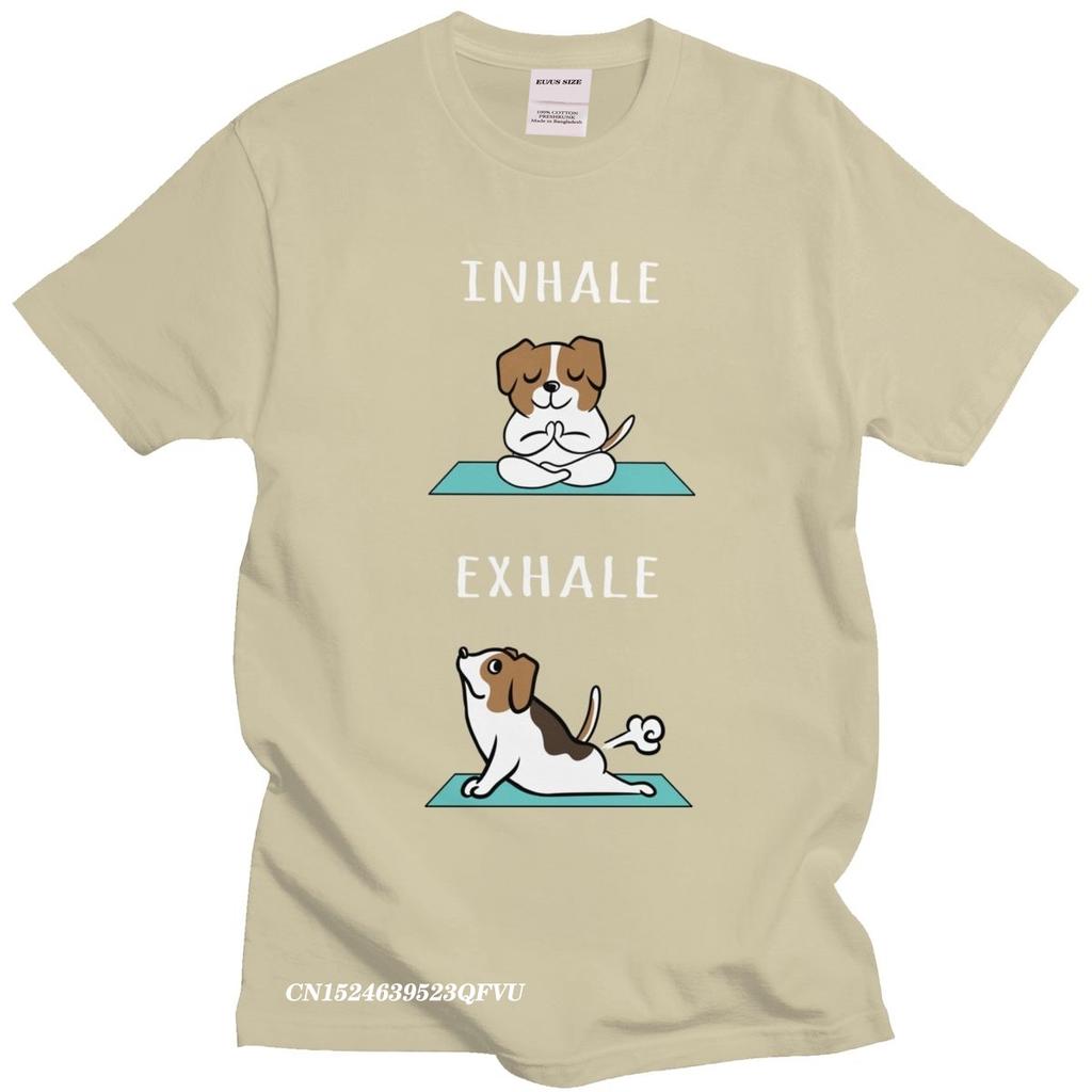 Funny Jack Russell Terrier Men Cotton Leisure Japan Dog TShirt Fashion Camisas Men Yoga Inhale Exhale Harajuku Shirt Gift