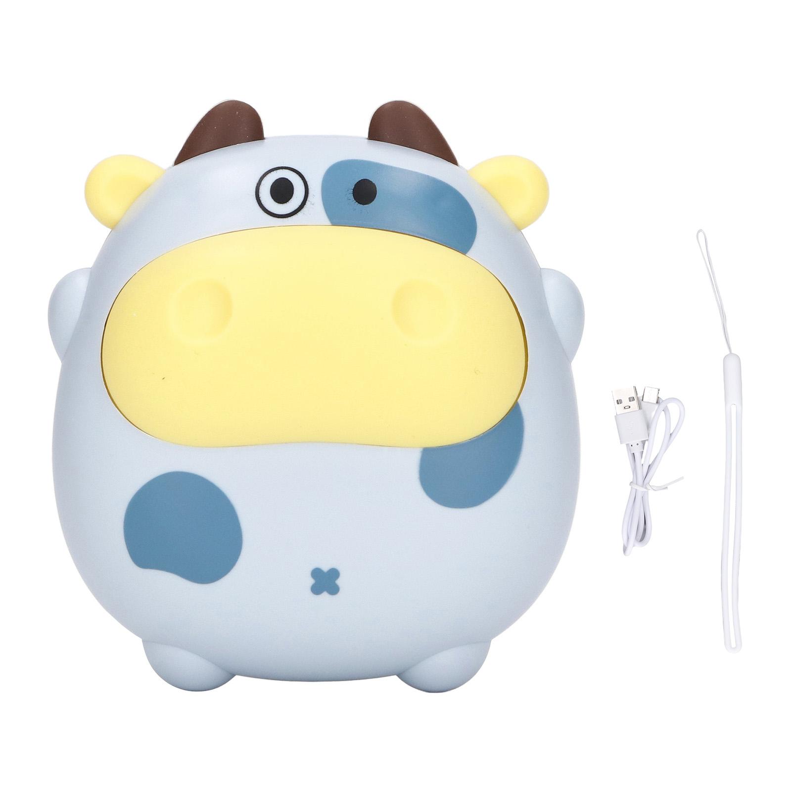 Hand Warmer 2 Levels Temperature Adjustment USB Charging   Cartoon Cow Shape Hand Warmer with Night Light