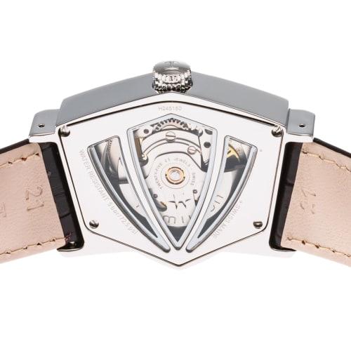 Hamilton VENTURA Men's 34.7mm Automatic Watch with Beige Dial, Stainless Steel, Sapphire Crystal, and Brown Leather Strap, H24515521, Swiss Brand.