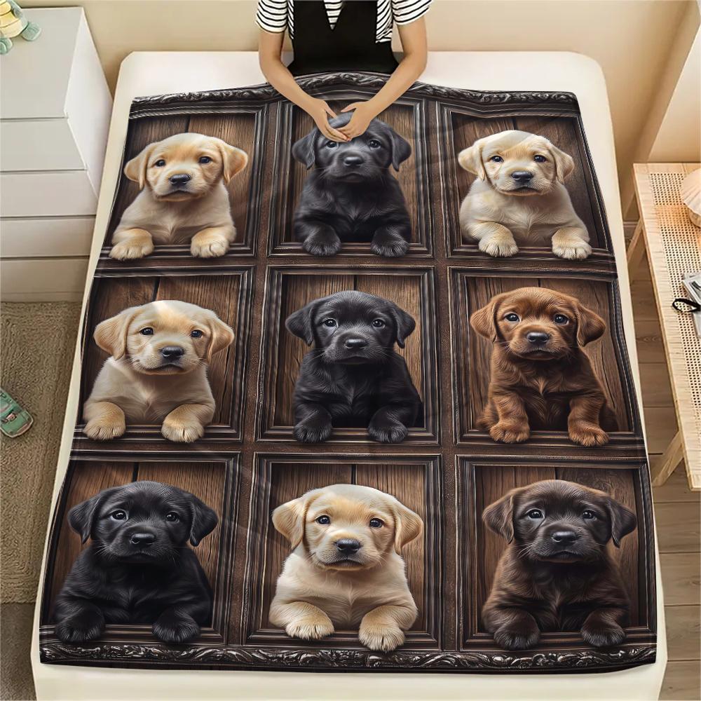 1Pc Border Collie Retriever Print Flannel Blanket, High quality Comfortable for All Seasons, Home Decor, Warmth and Comfort, Perfect for Gifts