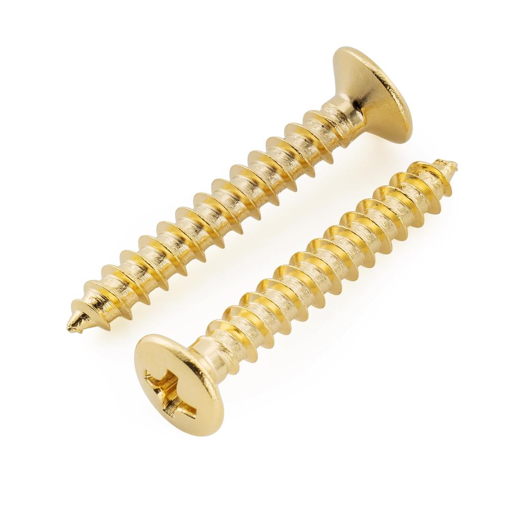 Musiclily Ultra 4x28mm Nerezové kolíky na popruh, Šrouby, Šrouby s kulatou hlavou pro Epi elektrické kytary, Zlaté (Balení 10 ks)