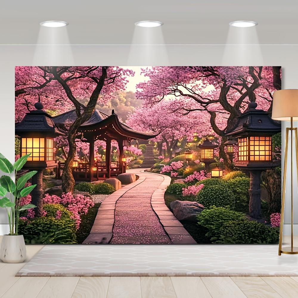 Kirschblütengarten Wandteppich Perfekt für die Heimdekoration Fügt Ihrem Wohnraum einen Hauch von Gelassenheit und natürlicher Schönheit hinzu