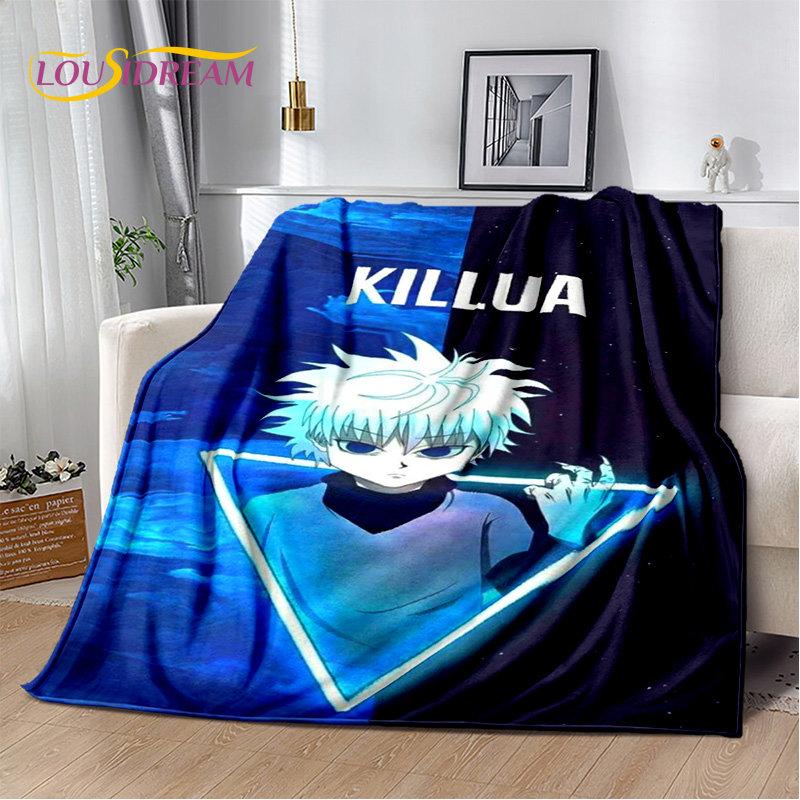 Anime Hunter×Hunter HxH Cartoon puha plüss takaró, flanel takaró kidobó takaró nappaliba hálószoba ágy kanapé piknik huzat