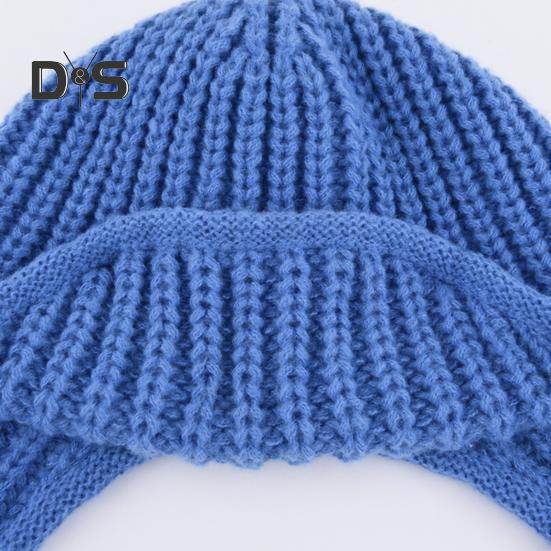 Унисекс зимняя шапка вязаная толстая теплая ветрозащитная однотонная защитная шапочка — фото 13