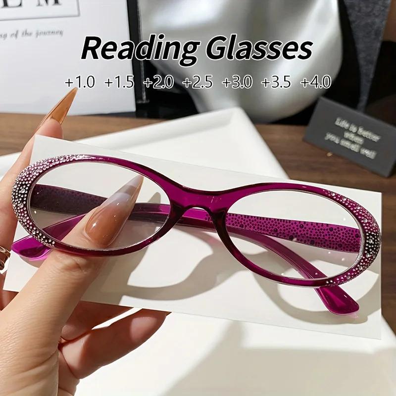 Small-framed cat-eye fashionable reading glasses for women, suitable for both men and women, +1.0+4.0 ultra-light