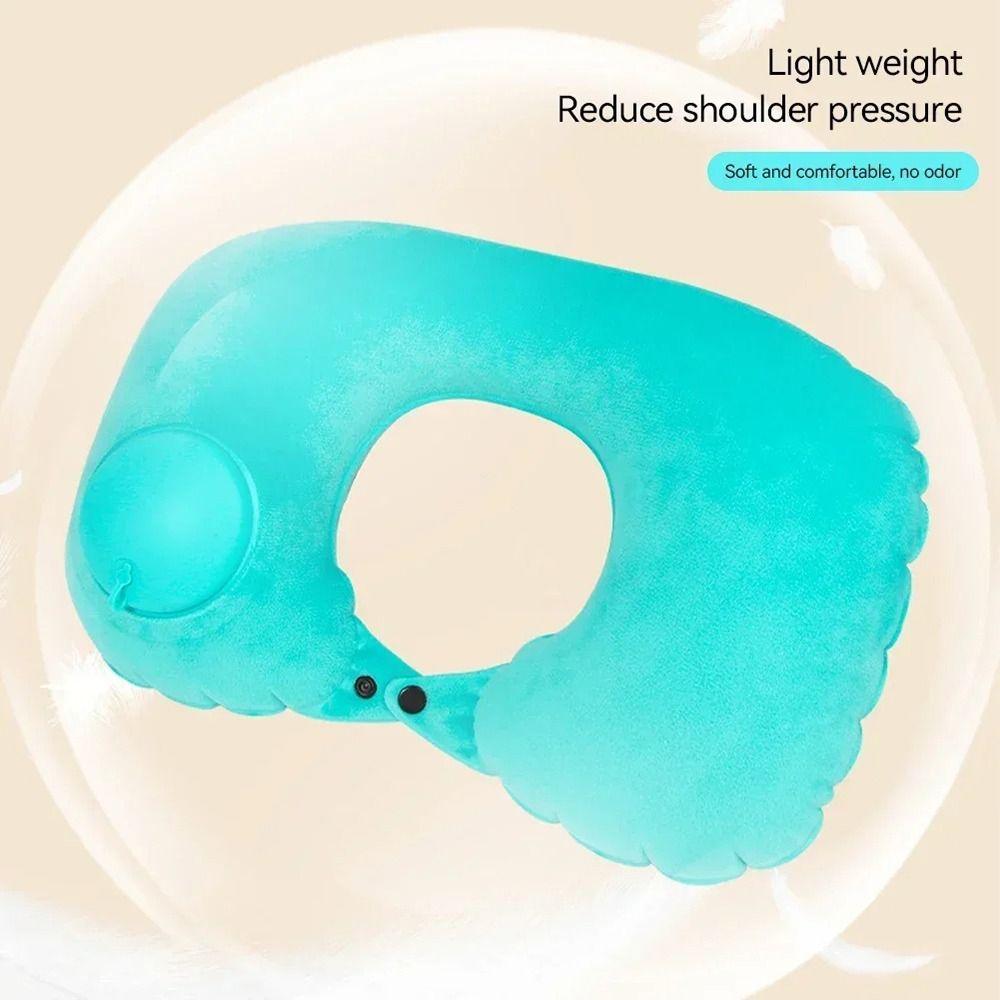 1Pcs Inflate Ring Press Inflateble Pillow U-Shape Neck Pillow  for Outdoor Traveling Car Airplane