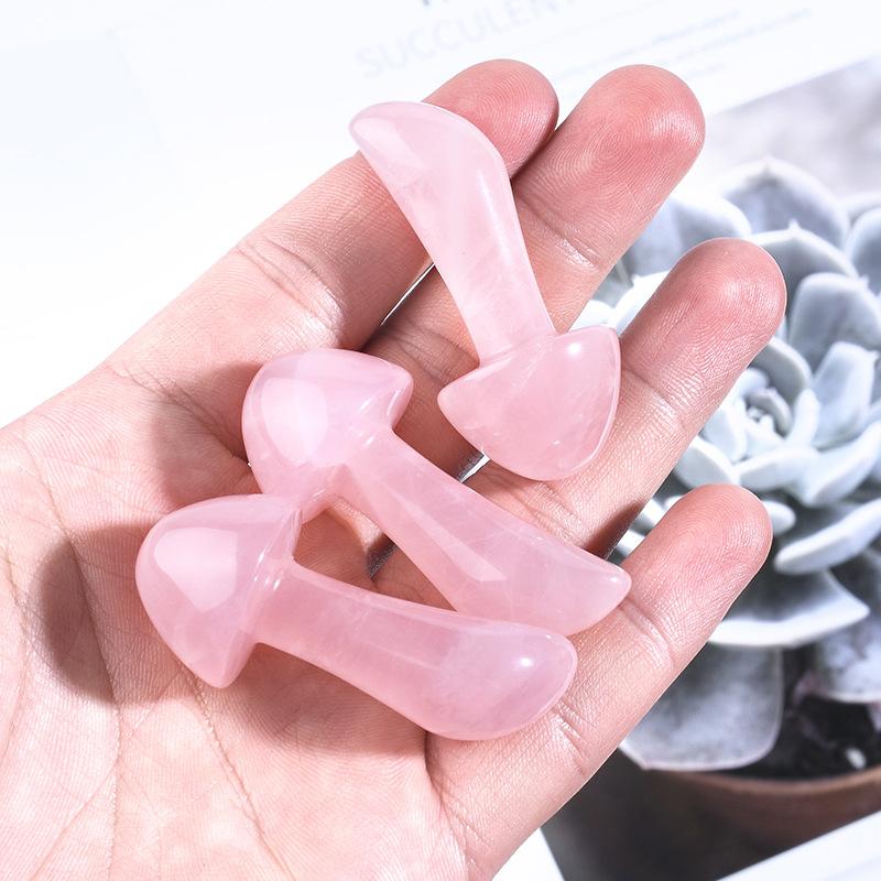 Natural Rose Quartz Mushroom Eye Massager Face Gouache Scraper Natural Stones Facial Lifting Massage Relieve Reduce Eye Fatigue