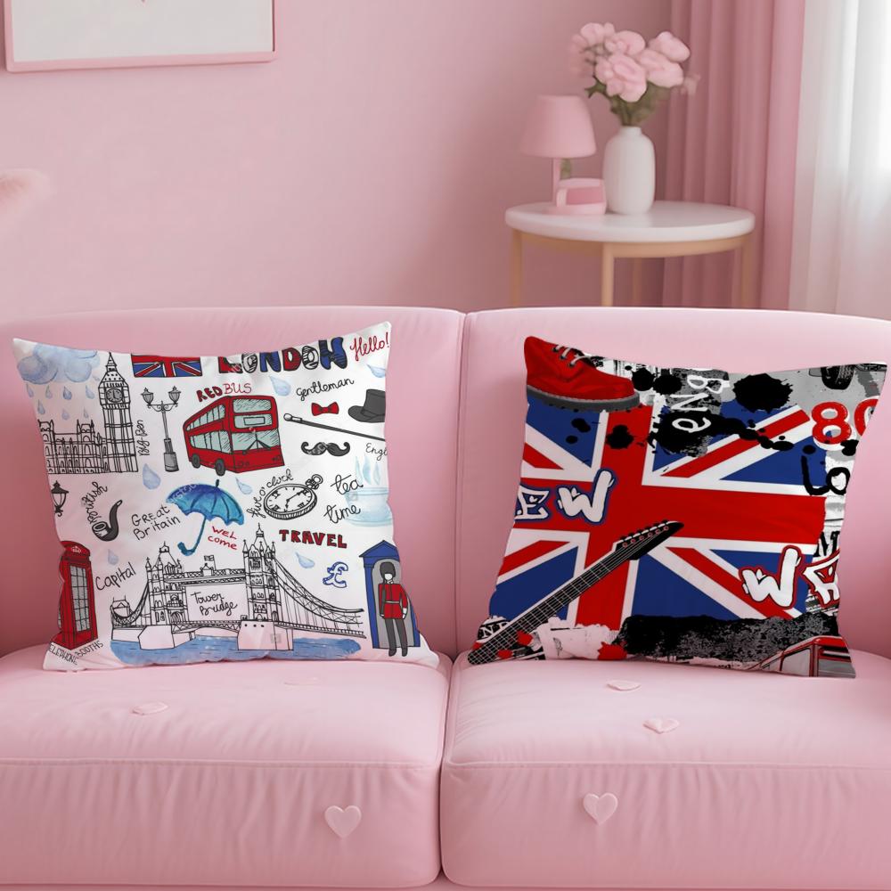 LOVE England Printed Cushion Cover Comfortable Reversible Pillow Cover Ideal for Car Sofa Bedroom & Beyond