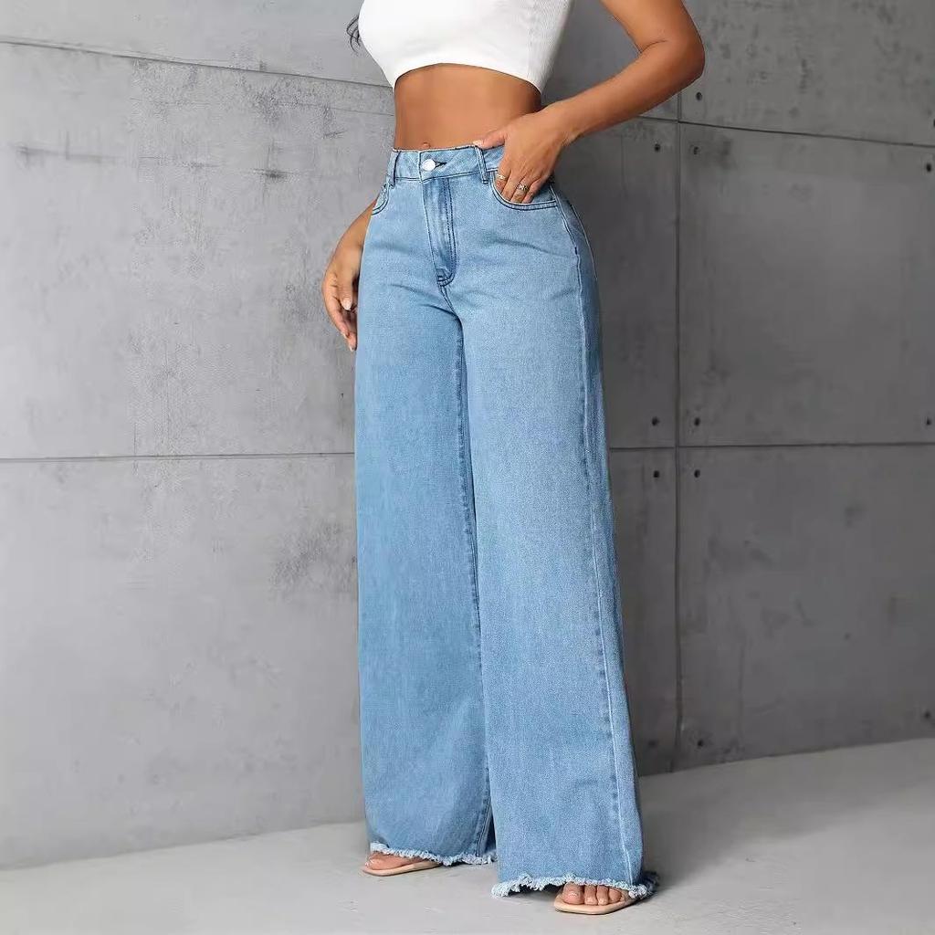 In-Stock Women's Floor-Length Low-Waisted Wide-Leg Jeans