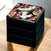 J-kitchens Lacquerware Jubako Box, 3 Tiers, 7.5 Inch, Deep, Black Temari Crane Design, 22cm, Resin, Made in Japan