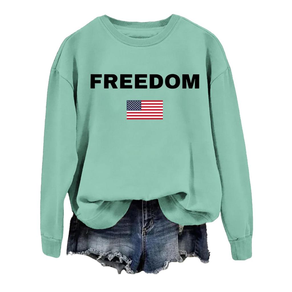 Women's Fashionable Casual Round Neck Loose Printed Long Sleeved Sweatshirt