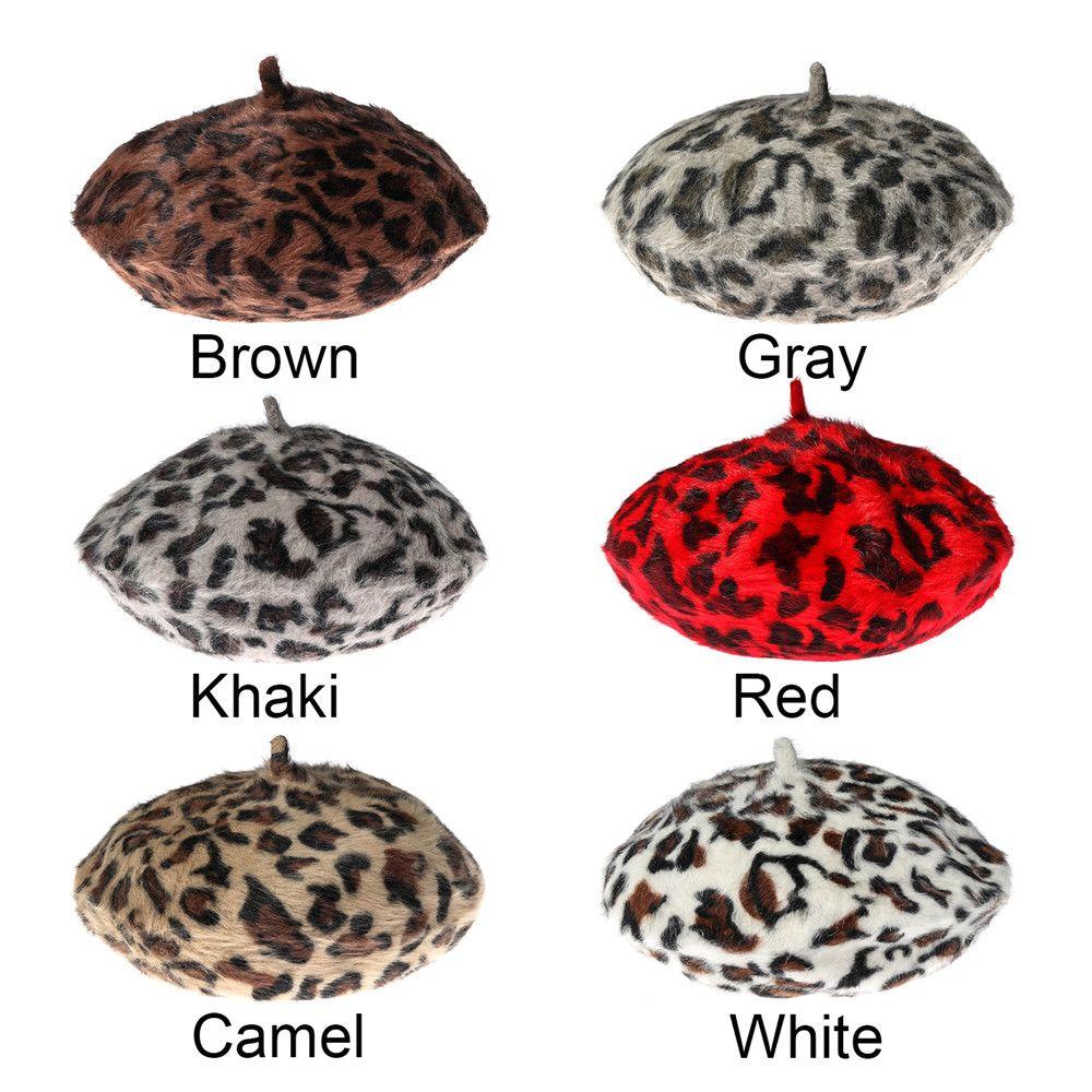 Fashion Winter Warm Beanie Hat Leopard Print Hat Beret French Hat Berets for Women