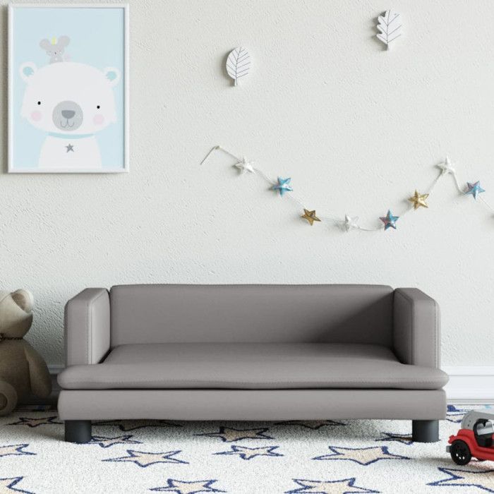 Canapé pour enfants gris 80x45x30 cm similicuir