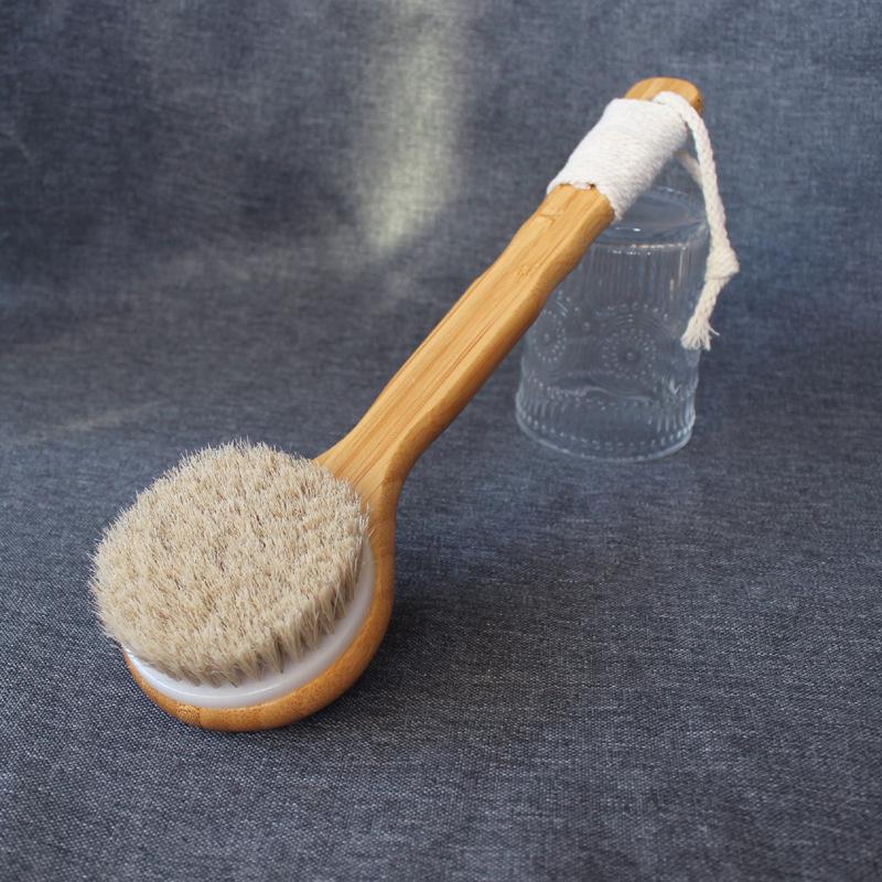 Yi Jian Jia 33CM Bamboo Horsehair Soft Bristle Bath Brush for Women - Exfoliating Back Scrubber & Body Massage Dry Brush