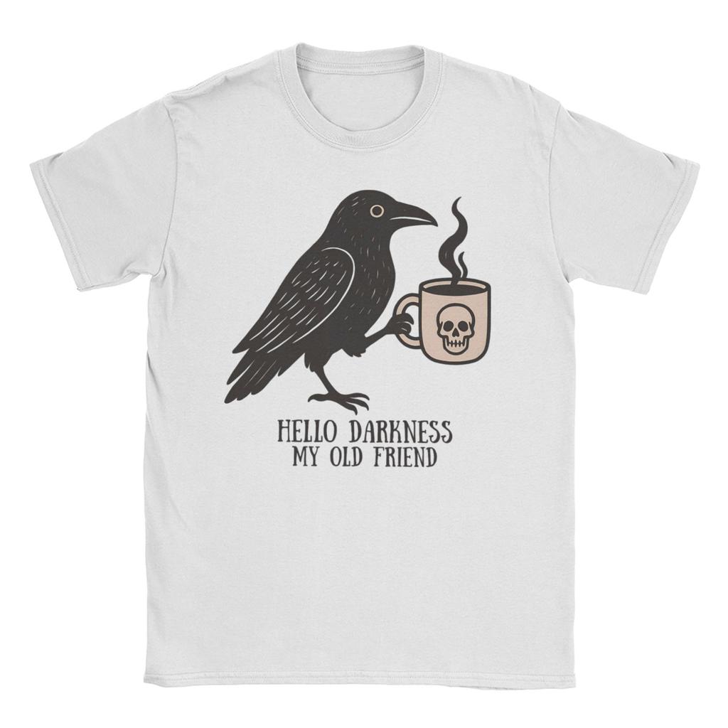 Hello Darkness My Old Friend Huntrix for Men Women T Shirts Crow Kpop Demon Hunters Novelty Tees T-Shirts Pure Cotton Clothes