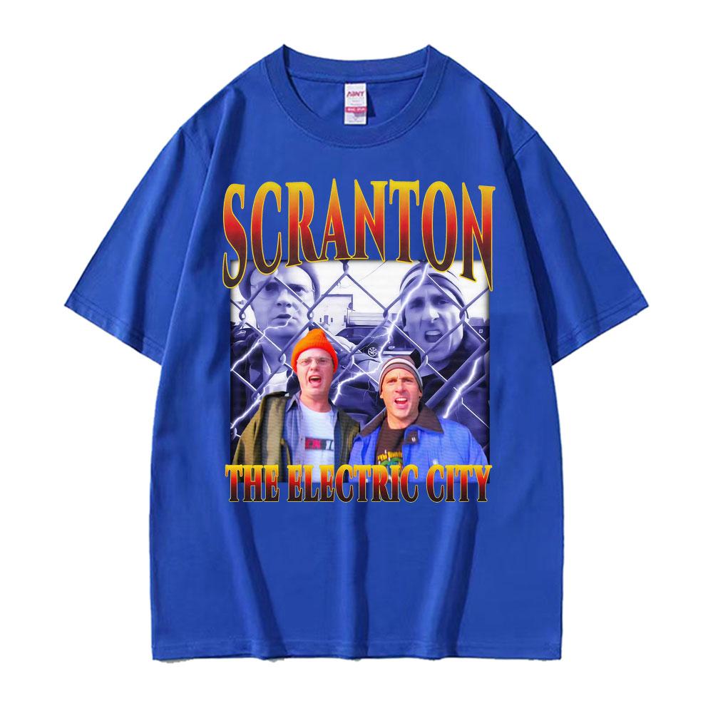Funny Scranton The Electric City Vintage 90s Movie T Shirts Mens Clothing Fashion Classic Tshirt Cotton Summer Casual T Shirt