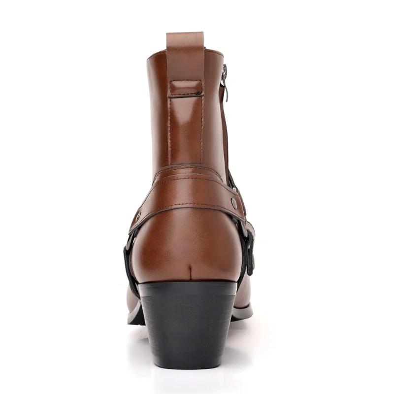 Fashion Men's Boots Fashion Designer Chelsea Boots Luxury High Quality Men Cowboy Boots Black Brown Zip Wedding Office Dress Shoes Male