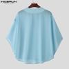 INCERUN Summer Men's Batwing Sleeve Semi-Sheer Chiffon Casual Oversized T-Shirts