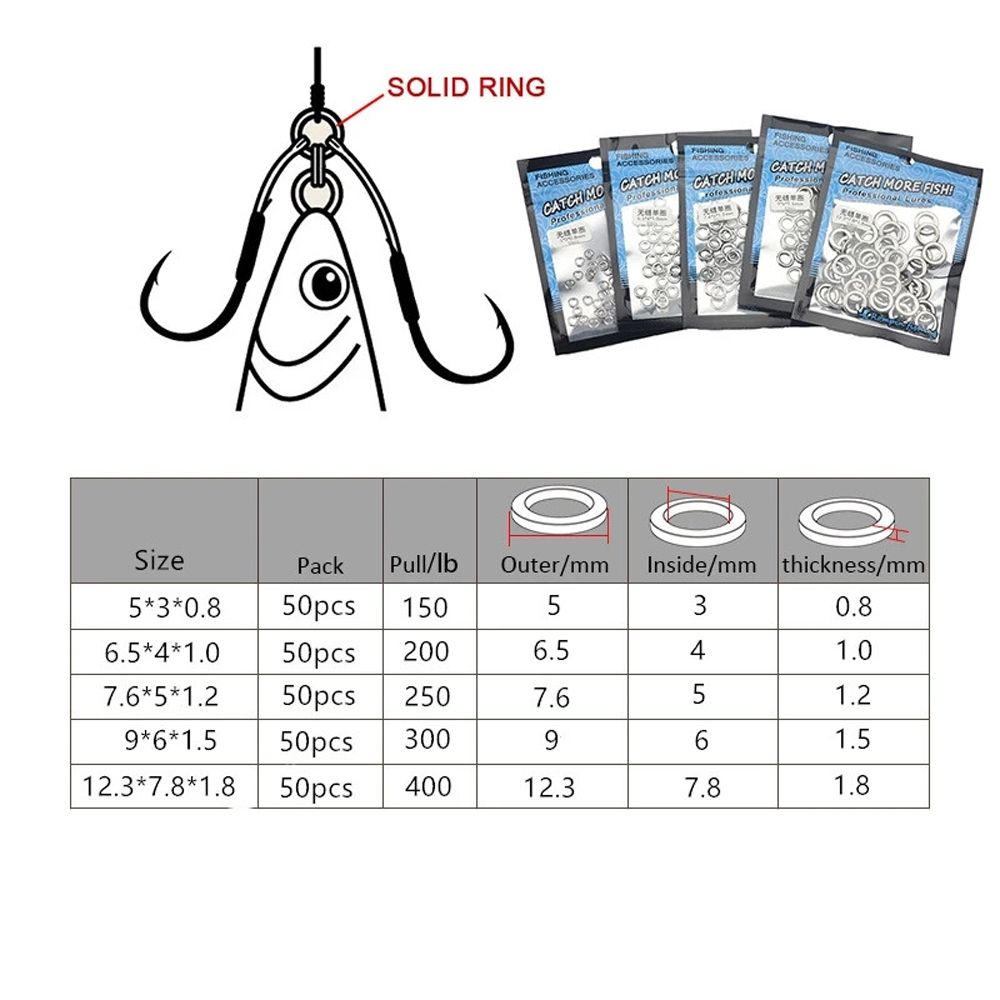 Fishing Tackle 304 Stainless Steel Lead Jigging Snap Split Rings Tackle Connector Fishing Rings