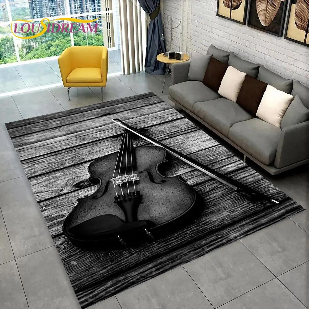Classical Violin Instrument Music Area Rug,Carpet for Home Living Room Bedroom Sofa Doormat Kitchen Decor,kid Non-slip Floor Mat