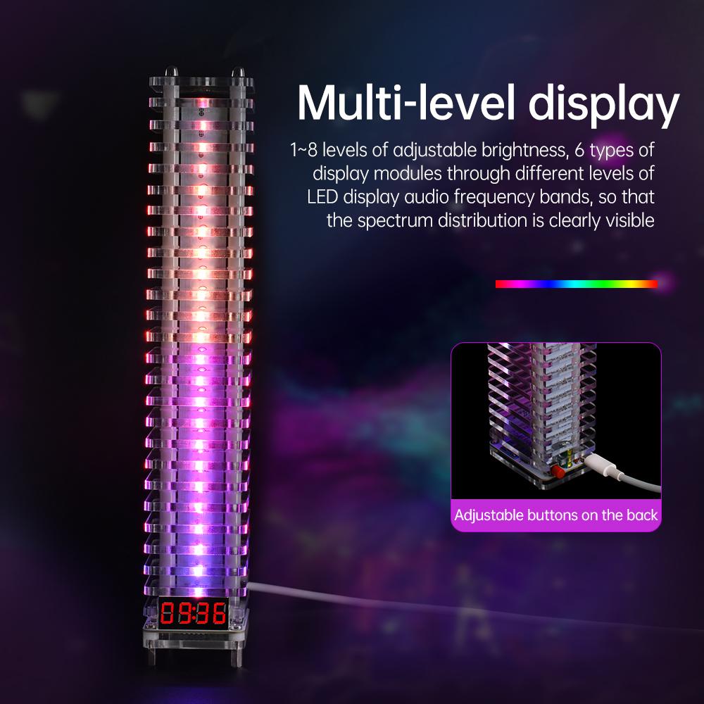 25-Segment LED Music 7 Colors Rhythm Spectrum Light Kits Light Cube Electronic DIY Production Parts Creative Night Market Lights