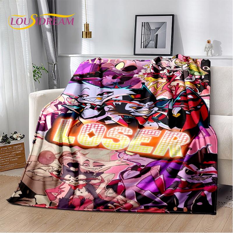 2025 H-Hazbin Hotel Charlie Kreskówkowy Miękki Koc, Miękki Koc Rzutowy do Domu Sypialni Łóżka Sofy Pikniku Podróży Pokrowiec Prezent dla Dziecka