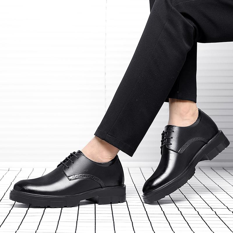 Heighten 8/10CM Man Platform High Heel Shoes Black Dress Man Formal Office Leather Shoes for Men Elegant Business Elevator Shoes
