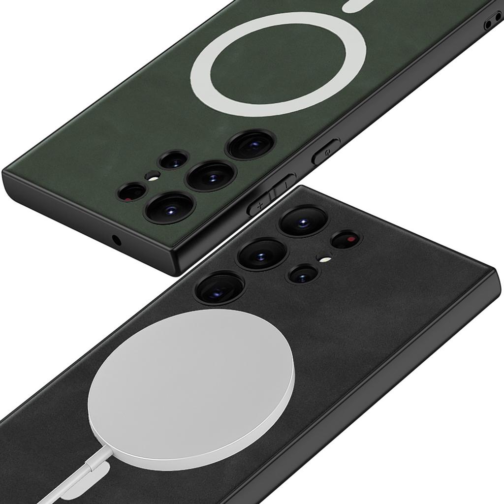 Suitable for Samsung S24Ultra Mobile Phone Case S24plus Plain Leather Wireless Charging Mc Frosted Anti Fall Protection Case