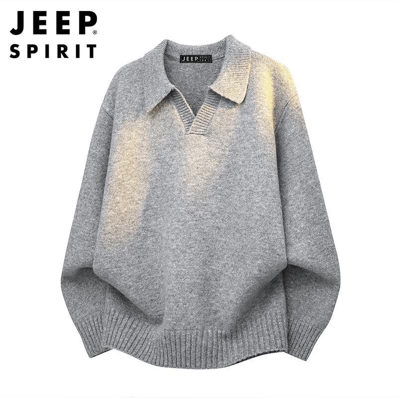 

JEEP SPIRIT Men s Striped Polo Collar Knit Sweater 3XL