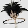 Women Vintage Feather Headband Black Rhinestone Beaded Sequin Hair Band Vintage Headpiece Flapper Feather Headdress
