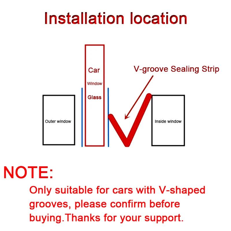 SEAMETAL Car Side Window Seal Strip Rubber Weatherstrip Window Gap Filler Reduce Vibration Noise Insulation V Shape Seal Strips