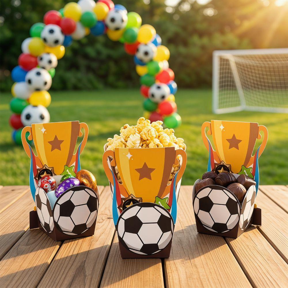 10Pcs/Pack Simple Soccer Party Treat Boxes Portable Mini Football Gift Box  Theme Decorations