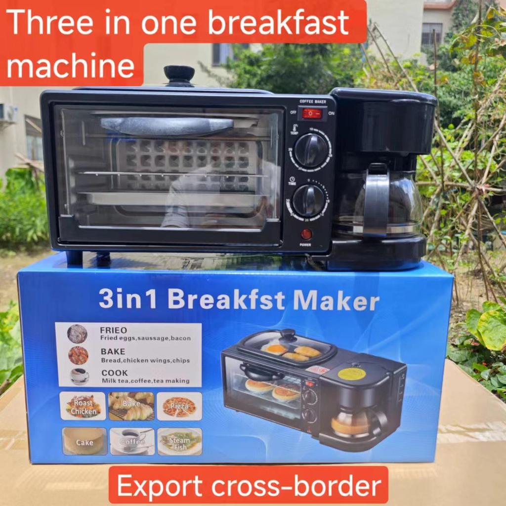 European 3-in-1 Breakfast Maker: Toaster, Mini Oven, and Coffee Maker