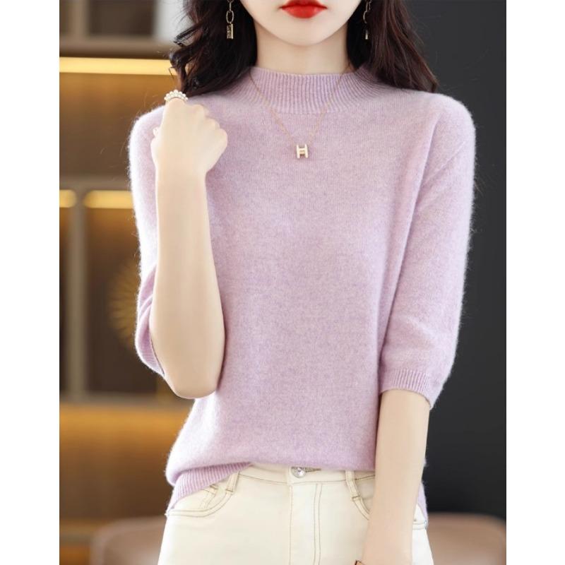 

Женский вязаный свитер с круглым вырезом, со средним рукавом, вязаный свитер корейской версии, внутренний низ, топ XL
