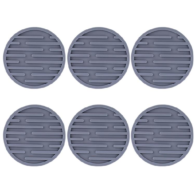 6Pcs Silicone Coasters Cup Mats Dining Decors Unique Round Shape Drink Mats Silicone Texture Suitable for Household Use