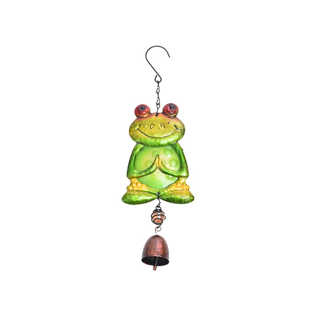 Yoga Frog Wind Chimes Vintage Iron Art Decorative Wind Chime Funny Frogs Statues Hanging Ornament for Home Garden Decoration