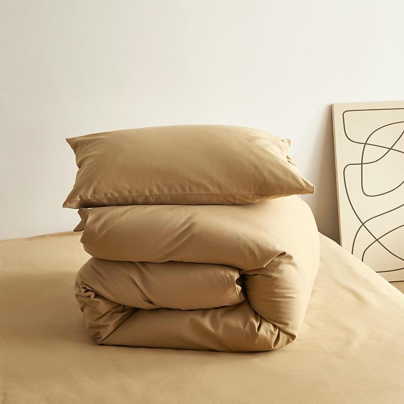 Solid Color Cotton Fitted Sheet & Pillowcase Set - Single Bed Mattress Protector