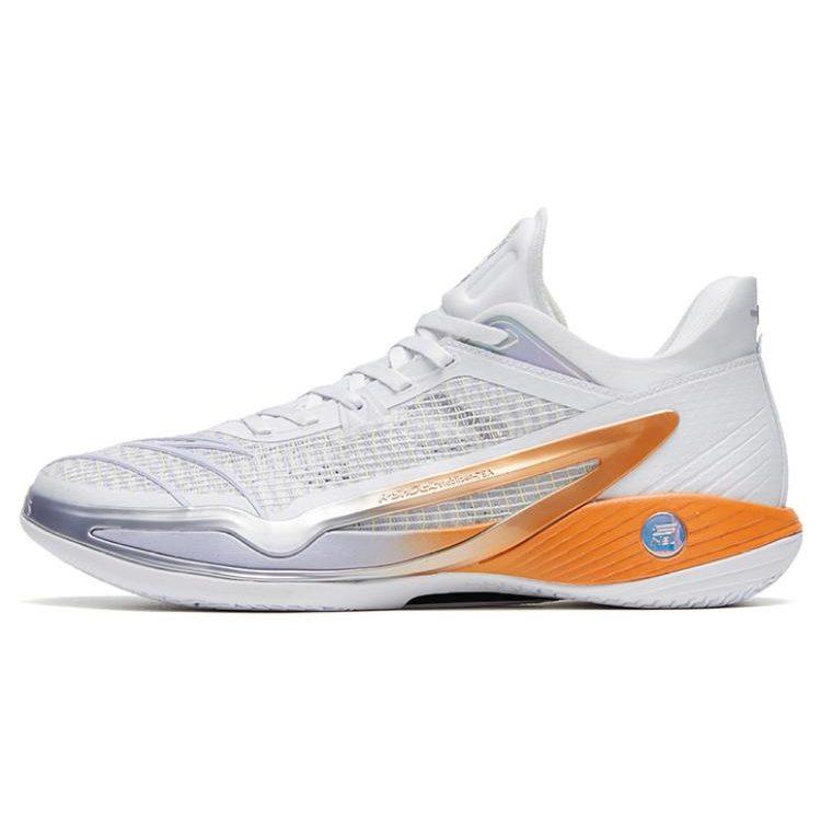 Anta Crazy 4 Rocket Exhaust Flame Slip Resistant Abrasion Resistant Low top Basketball Shoes Men's White Orange 112321113-1
