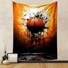 "Basketball Splash Art on Fiery Background" Patterned tapestry home decor, suitable for bedroom and living room, gift